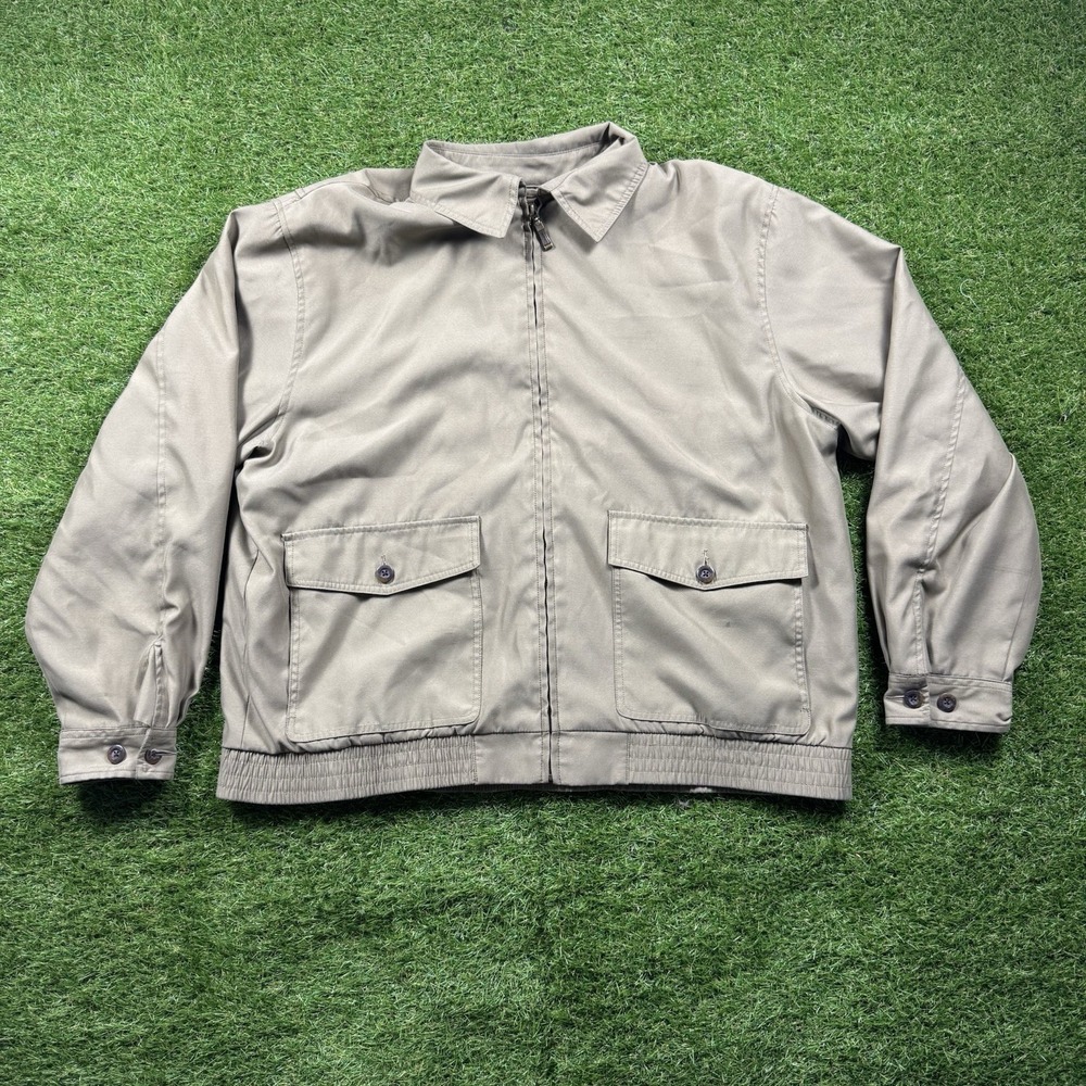 Pendleton Harrington Jacket Mens L Beige Bomber Plaid Lined Workwear Golf Nature